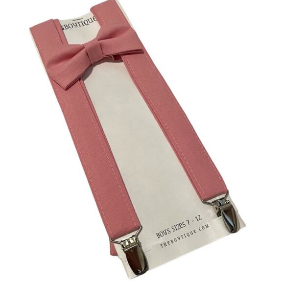 new The Boytique pink adjustable suspenders with bow tie boy size 7-12 A1 6040 - Picture 1 of 8